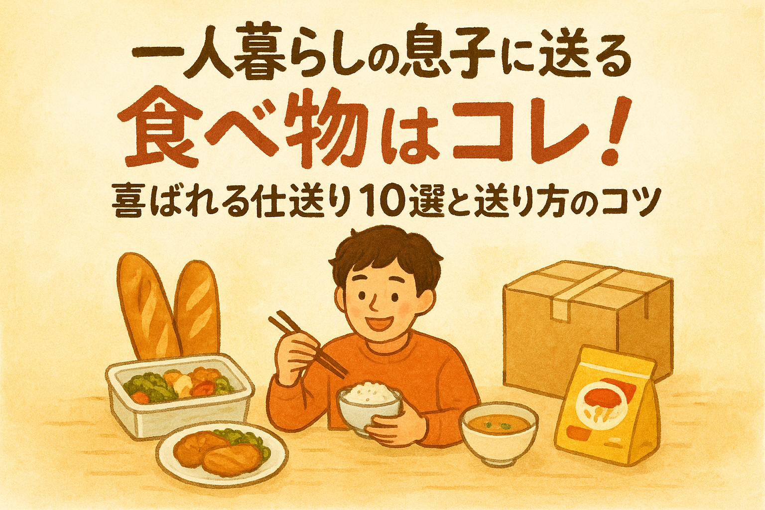 一人暮らしの息子に送る食べ物はコレ！喜ばれる仕送り10選と送り方のコツ