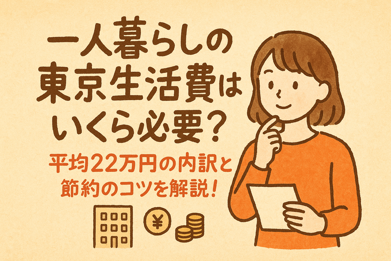 一人暮らしの東京生活費はいくら必要？平均22万円の内訳と節約のコツを解説！