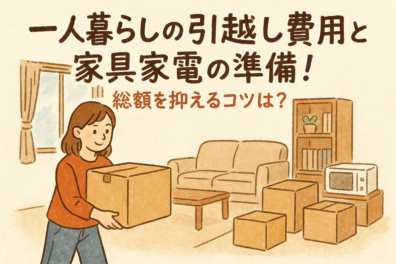 一人暮らしの引越し費用と家具家電の準備!総額を抑えるコツは?