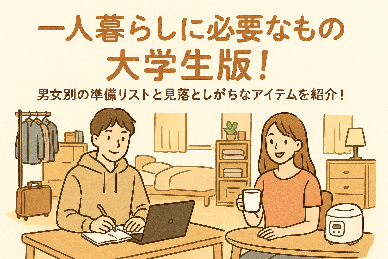 一人暮らしに必要なもの大学生版！男女別の準備リストと見落としがちなアイテムを紹介！