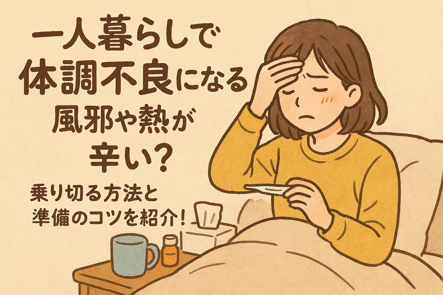 一人暮らしで体調不良になると風邪や熱が辛い?乗り切る方法と準備のコツを紹介!