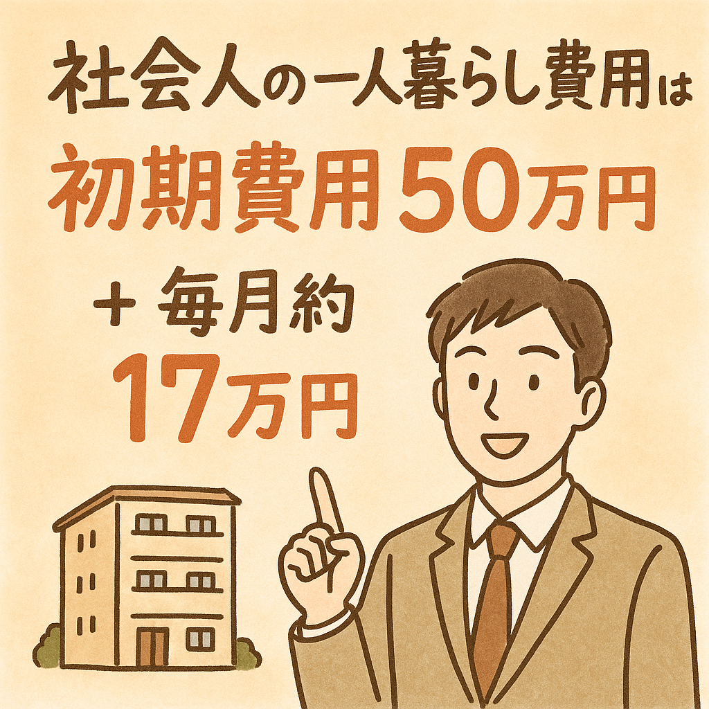社会人の一人暮らし費用は初期費用50万円+毎月約17万円が目安