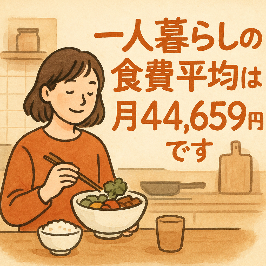 一人暮らしの食費平均は月44,659円です