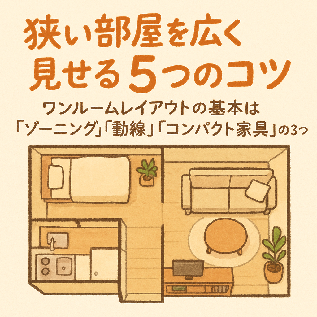 ワンルームレイアウトの基本は「ゾーニング」「動線」「コンパクト家具」の3つ