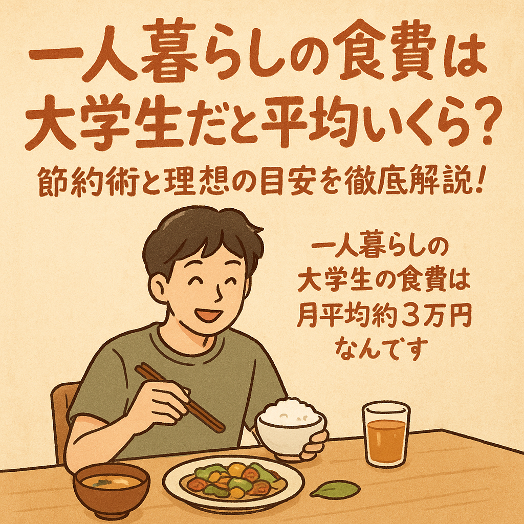 一人暮らしの大学生の食費は月平均約3万円なんです